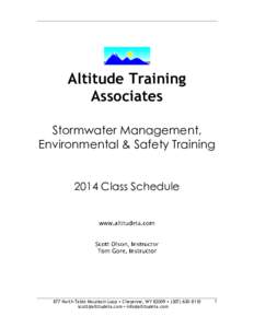 Altitude Training Associates Stormwater Management, Environmental & Safety Training 2014 Class Schedule