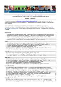 On the Horizon ▪ A l’Horizon ▪ En el Horizonte A practical bulletin on what is ahead in the field of business & human rights Issue 35 – April 2014 This bulletin is prepared by Business & Human Rights Resource Cen