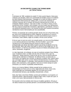 UN ENCUENTRO LEJANO CON THOMAS MANN por Carlos Fuentes