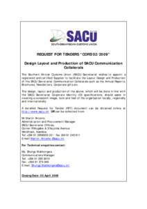 Request for Tenders "CORS[removed]" - Design Layout and Production of SACU Communication