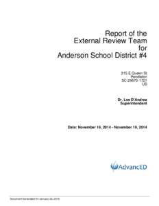 Report of the External Review Team for Anderson School District #4 315 E Queen St Pendleton