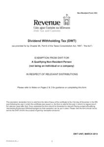 Dividend Withholding Tax (DWT) - Non-Resident Form V2B