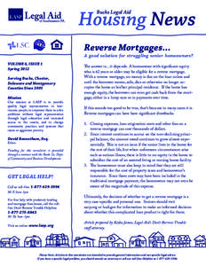 Housing News Bucks Legal Aid Reverse Mortgages...  A good solution for struggling senior homeowners?