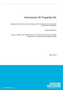 Hammerson UK Properties Plc Southampton City Council Core Strategy Partial Review and the City Centre Action Plan Examination Hearing Statement Issue 2: Whether the Retail Provision in the PR and the CCAP is Justified, E