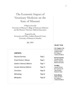   The Economic Impact of Veterinary Medicine on the State of Missouri A Report from the