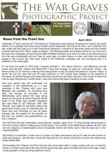 In Association with the CWGC News from the Front line  April 2012