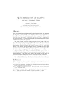 Quasi-periodicity of relative quasi-periodic tori Andrea Giacobbe ` degli Studi di Catania Universita Dipartimento di Matematica e Informatica