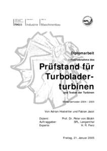 Diplomarbeit Prüfstand für Turboladerturbinen