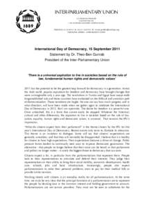 INTER-PARLIAMENTARY UNION 5, CHEMIN DU POMMIER CASE POSTALE[removed]LE GRAND-SACONNEX / GENÈVE (SUISSE) TELEPHONE[removed]50 - FAX[removed]60 - E-MAIL [removed] TELEGRAPHIC ADDRESS : INTERPARLE