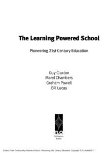 The Learning Powered School Pioneering 21st Century Education Guy Claxton Maryl Chambers Graham Powell