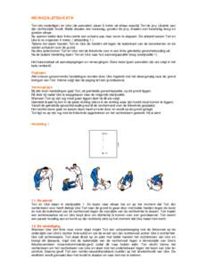 NE-WAZA-JITSU-KATA Tori (de verdediger) en Uke (de aanvaller) staan 6 meter uit elkaar waarbij Tori de jury (Joseki) aan zijn rechterzijde houdt. Beide draaien een kwarslag, groeten de jury, draaien een kwartslag terug en