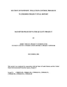 SECTION 319 NONPOINT POLLUTION CONTROL PROGRAM WATERSHED PROJECT FINAL REPORT BAD RIVER PHASE III WATER QUALITY PROJECT  BY