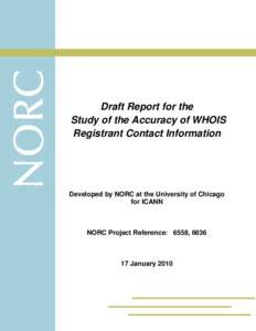 Draft Report for the Study of the Accuracy of WHOIS Registrant Contact Information Developed by NORC at the University of Chicago for ICANN