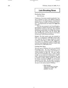 130  TUGboat, Volume[removed]), No. 2 Late Breaking News Production Notes