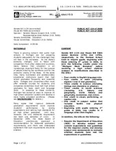 H.S. GRADUATION REQUIREMENTS  S.B. 1124 & H.B. 5606: ENROLLED ANALYSIS Senate Bill[removed]as enrolled) House Bill[removed]as enrolled)