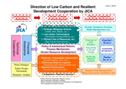 Direction of Low Carbon and Resilient Development Cooperation by JICA Comprehensive Assistance  June 1, 2012