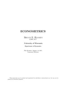 ECONOMETRICS Bruce E. Hansen c °2000, 20151