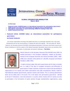 GLOBAL COOPERATION NEWSLETTER March 2015 In this issue:   