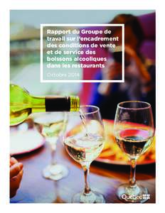 Rapport du Groupe de travail sur l’encadrement des conditions de vente et de service des boissons alcooliques dans les restaurants