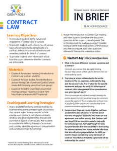 Ontario Justice Education Network  IN BRIEF CONTRACT LAW