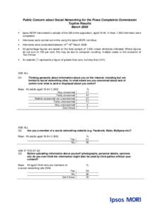 SUMMER 2006 Perceptions of the Press Complaints Commission, Omnibus