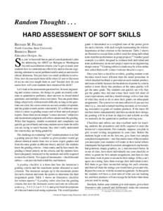 Random ThoughtsHARD ASSESSMENT OF SOFT SKILLS Richard M. Felder North Carolina State University