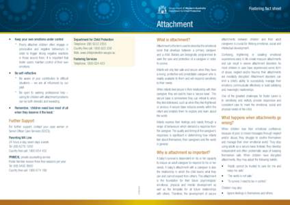 Fostering fact sheet  Government of Western Australia Department for Child Protection  Attachment