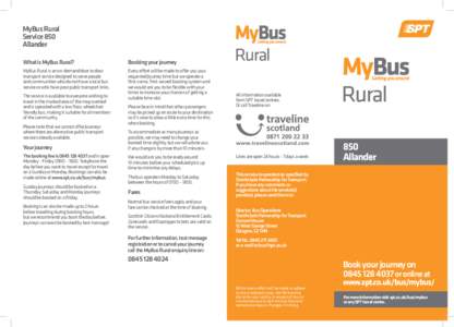 MyBus Rural Service 850 Allander What is MyBus Rural?  Booking your journey