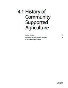 4.1 History of Community Supported Agriculture Lecture Outline