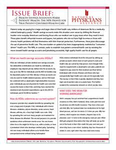 ISSUE BRIEF:  I Health Savings Accounts Harm Patients’ Health; The NPA Fights for