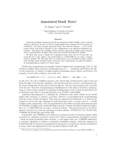 Annotated Stack Trees∗ M. Hague1 and V. Penelle2 1 Royal Holloway, University of London 2