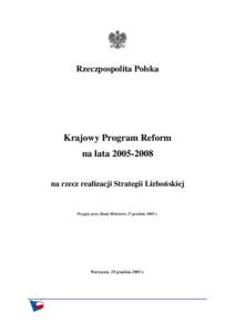 Rzeczpospolita Polska  Krajowy Program Reform na latana rzecz realizacji Strategii Lizbo skiej