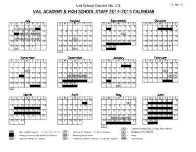 [removed]Vail School District No. 20 VAIL ACADEMY & HIGH SCHOOL STAFF[removed]CALENDAR S