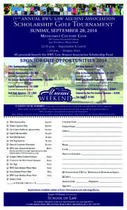 15th annual  rwu law alumni association Scholarship Golf Tournament SUNDAY, SEPTEMBER 28, 2014