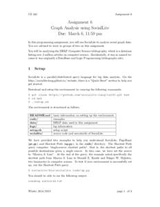 CS 243  Assignment 6 Assignment 6 Graph Analysis using SocialLite