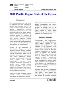 Pacific Region  Ocean Status Report[removed]Pacific Region State of the Ocean Background