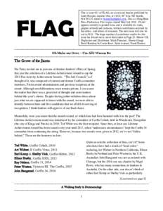 FLAG  This is issue #21 of FLAG, an occasional fanzine published by Andy Hooper, member fwa, at30th Ave. NE Seattle, WA 98125, email to . This is a Drag Bunt Press Production. First copies shared