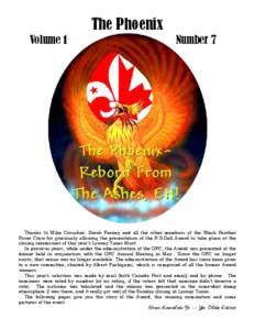 The Phoenix Volume 1 Number 7  Thanks to Mike Croucher, Sarah Feeney and all the other members of the Black Panther