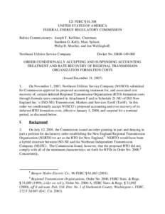 Federal Energy Regulatory Commission / Law / RTO / Nusco / Costs / Regional Transport Office / Deferral / Business / Government / Generally Accepted Accounting Principles / Regional transmission organization / ISO New England