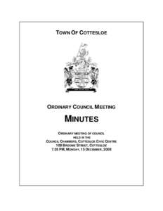 TOWN OF COTTESLOE  ORDINARY COUNCIL MEETING MINUTES ORDINARY MEETING OF COUNCIL