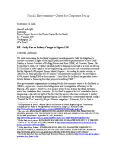 Pacific Environment • Center for Corporate Policy September 18, 2008 James Lambright Chairman Export-Import Bank of the United States (Ex-Im Bank) 811 Vermont NW