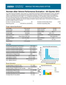 Navistar eStar Vehicle Performance Evaluation - 4th Quarter 2012