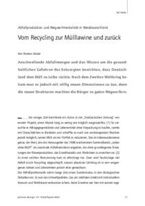 Auf Halde  Abfallproduktion und Wegwerfmentalität in Westdeutschland Vom Recycling zur Mülllawine und zurück Von Roman Köster