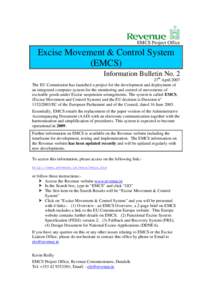 Excise Movement & Control System (EMCS) Information Bulletin No. 2.