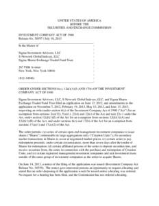 UNITED STATES OF AMERICA BEFORE THE SECURITIES AND EXCHANGE COMMISSION INVESTMENT COMPANY ACT OF 1940 Release No[removed]July 10, 2013 ________________________________________________