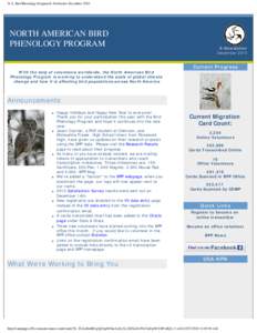 N.A. Bird Phenology Program E-Newlsetter December 2010