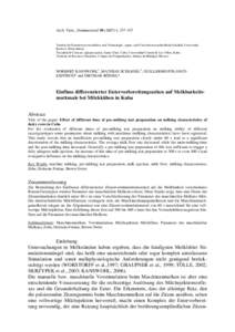 Effect of different time of pre-milking teat preparation on milking characteristics of dairy cows in Cuba [in German]