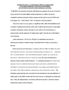 UNITED STATES V. CASTLEMAN SPINS A LARGE WEB TO SNARE DOMESTIC VIOLENCE OFFENDERS BY VICTOR D. QUILICI, ISRA GENERAL COUNSEL WARNING: Do not pinch your better half during an argument. If you do so it best be in jest, bec