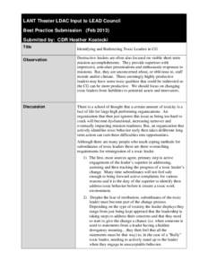 LANT Theater LDAC Input to LEAD Council Best Practice Submission (Feb[removed]Submitted by: CDR Heather Kostecki Title  Identifying and Redirecting Toxic Leaders in CG