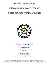 PROSPECTUS[removed]NORTH YORKSHIRE COUNTY COUNCIL THIRSK COMMUNITY PRIMARY SCHOOL